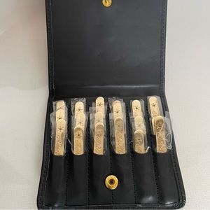 Metallic Collar Stays with Nappa Leather Case Men Brand New